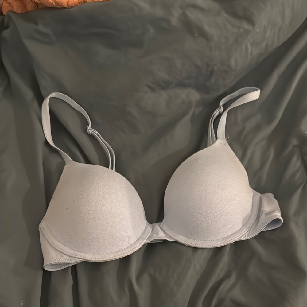 Victorias Secret Pink tshirt-where everywhere light blue bra
